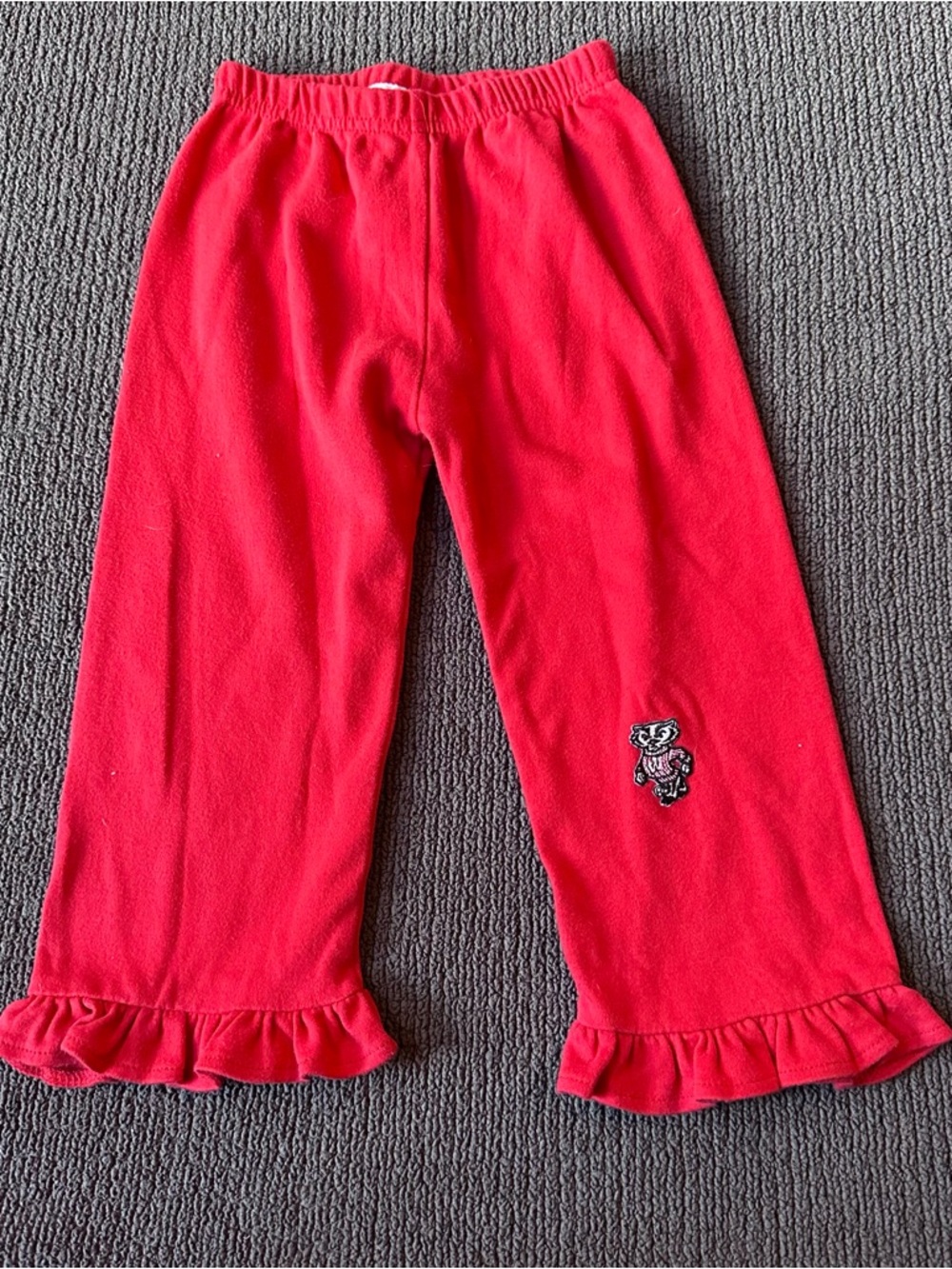 Vintage Two Feet Ahead Girls' Red Ruffle-Hem Pants Size 2T Y2K
